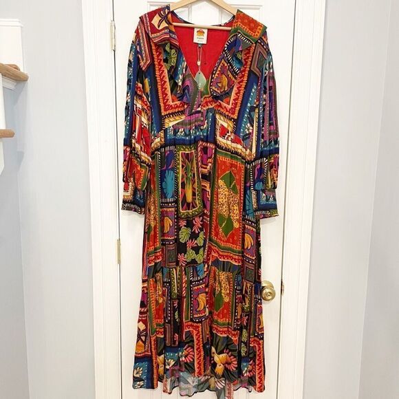 NWT Farm Rio Patchwork Tapestry Ankle Dress Size M $275.00 Lagenlook - Picture 10 of 15